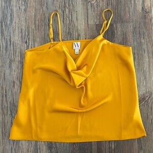 Worthington Womens Cowl Neck Sleeveless Tank Top Large Marigold Golden Yellow